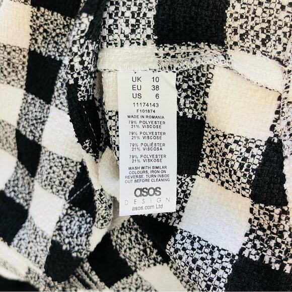 ASOS black white buffalo plaid check mini skirt 6 - Picture 8 of 8